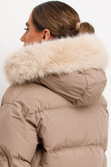 fur hood puffer padded jacket for womens styledup