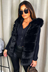 womens faux fur hooded gilet