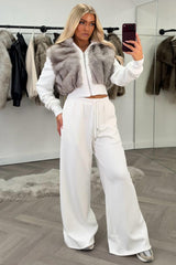 womens faux fur hoodie and joggers two piece co ord set styledup uk
