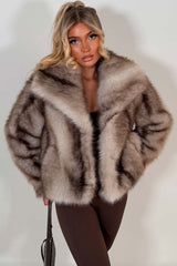 womens beige fur coat with collars styledup