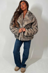 faux fur jacket for womens with collar styledup