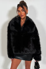 womens black fur jacket styledup