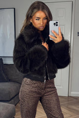 womens brown fur jacket uk
