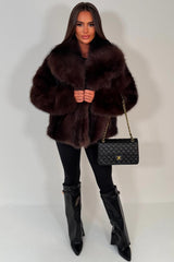 womens fur jacket brown styledup uk