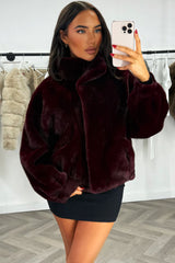 faux fur funnel neck jacket for womens zara uk 