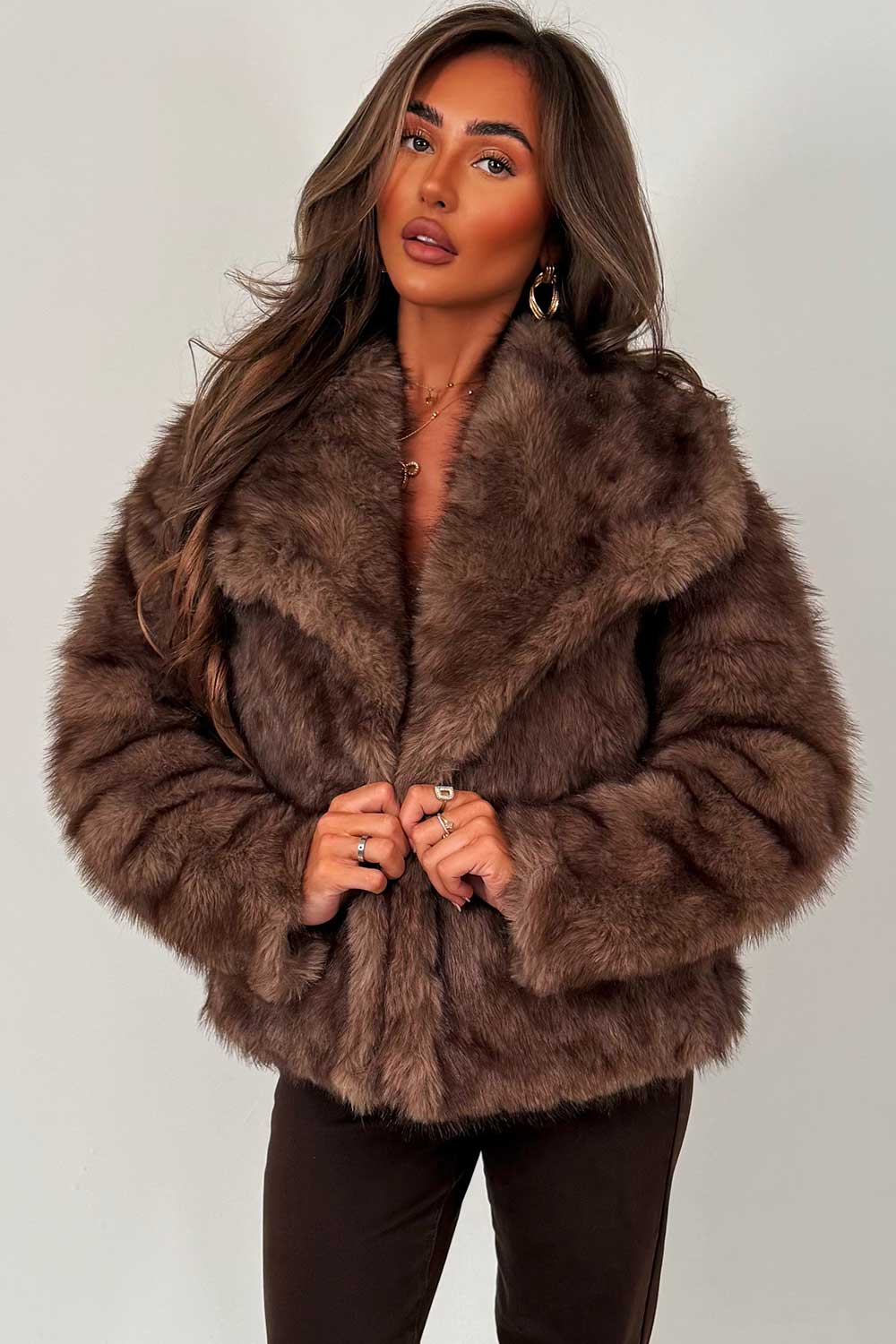 faux fur jacket with collar styledup uk