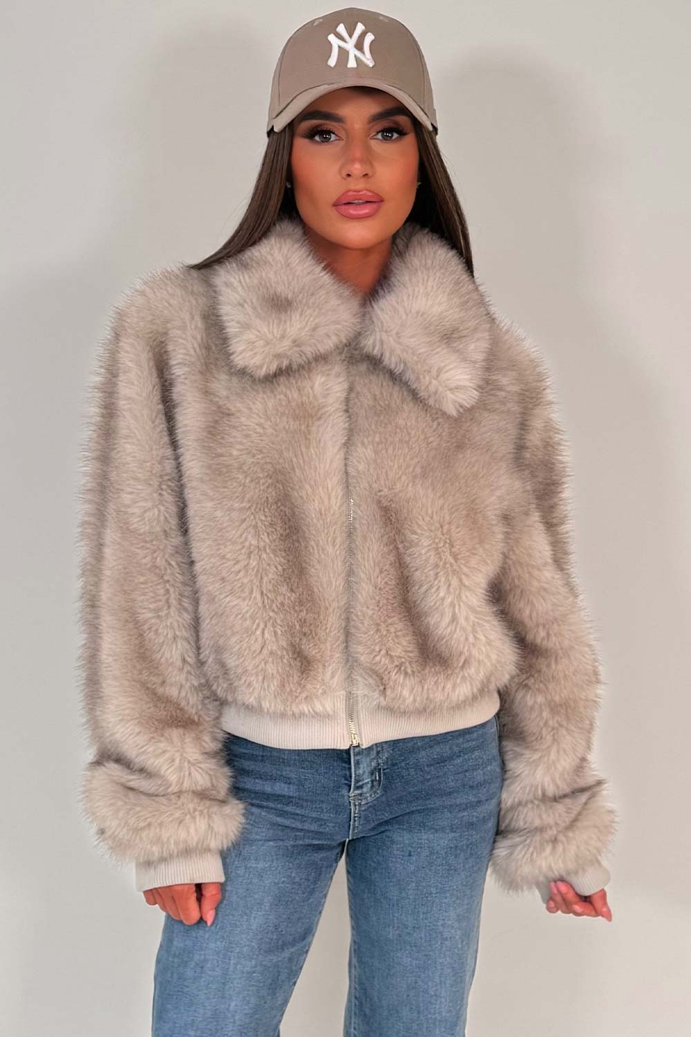 womens zara faux fur jacket styledup uk
