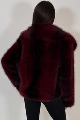 styled up fur jacket in burgundy colourway uk