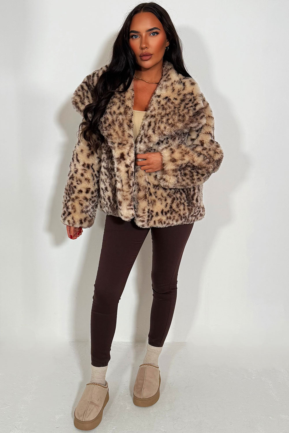 womens fur jacket leopard print styledup