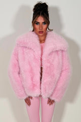 faux fur jacket for womens with collar styledup
