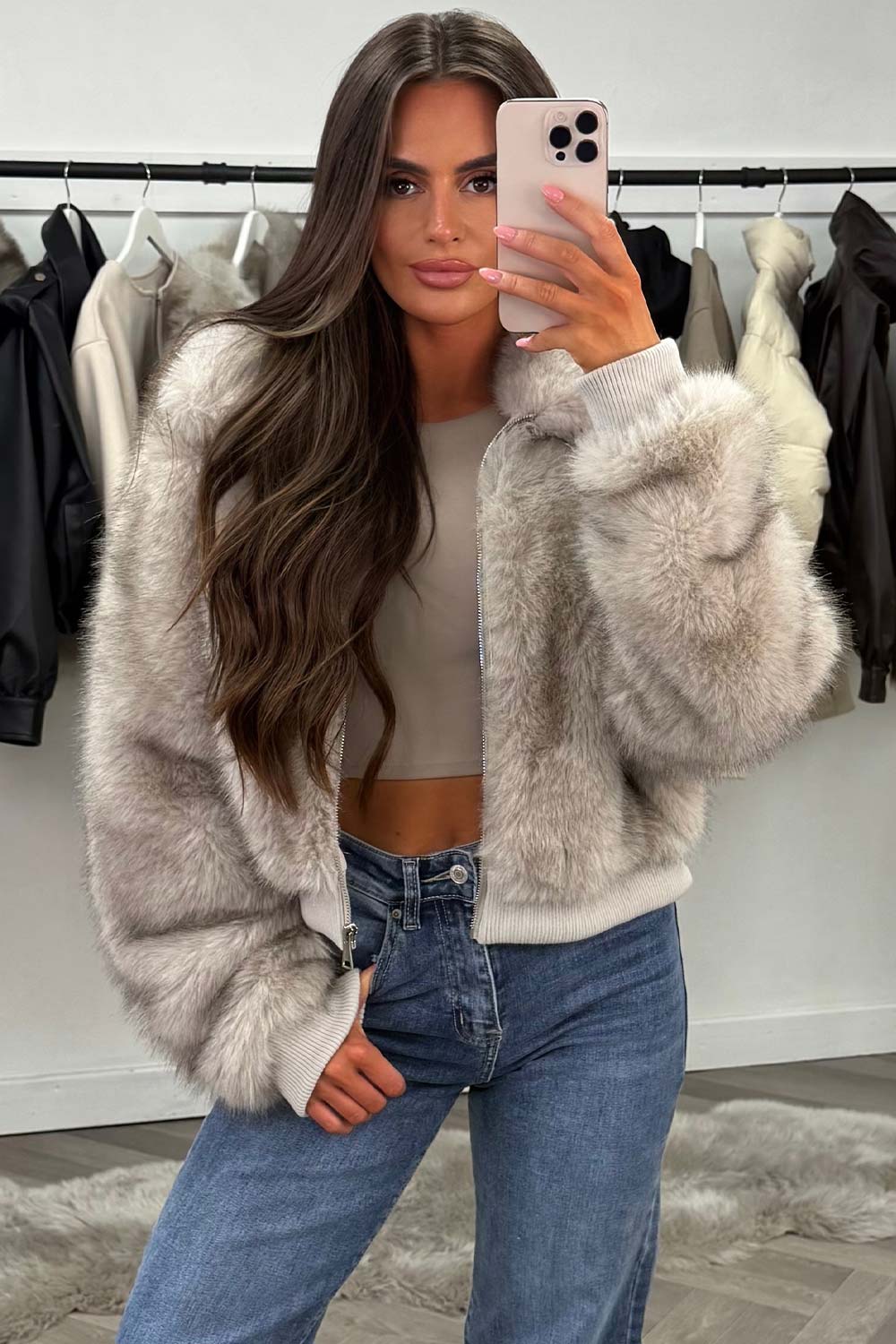 beige faux fur jacket zara womens uk