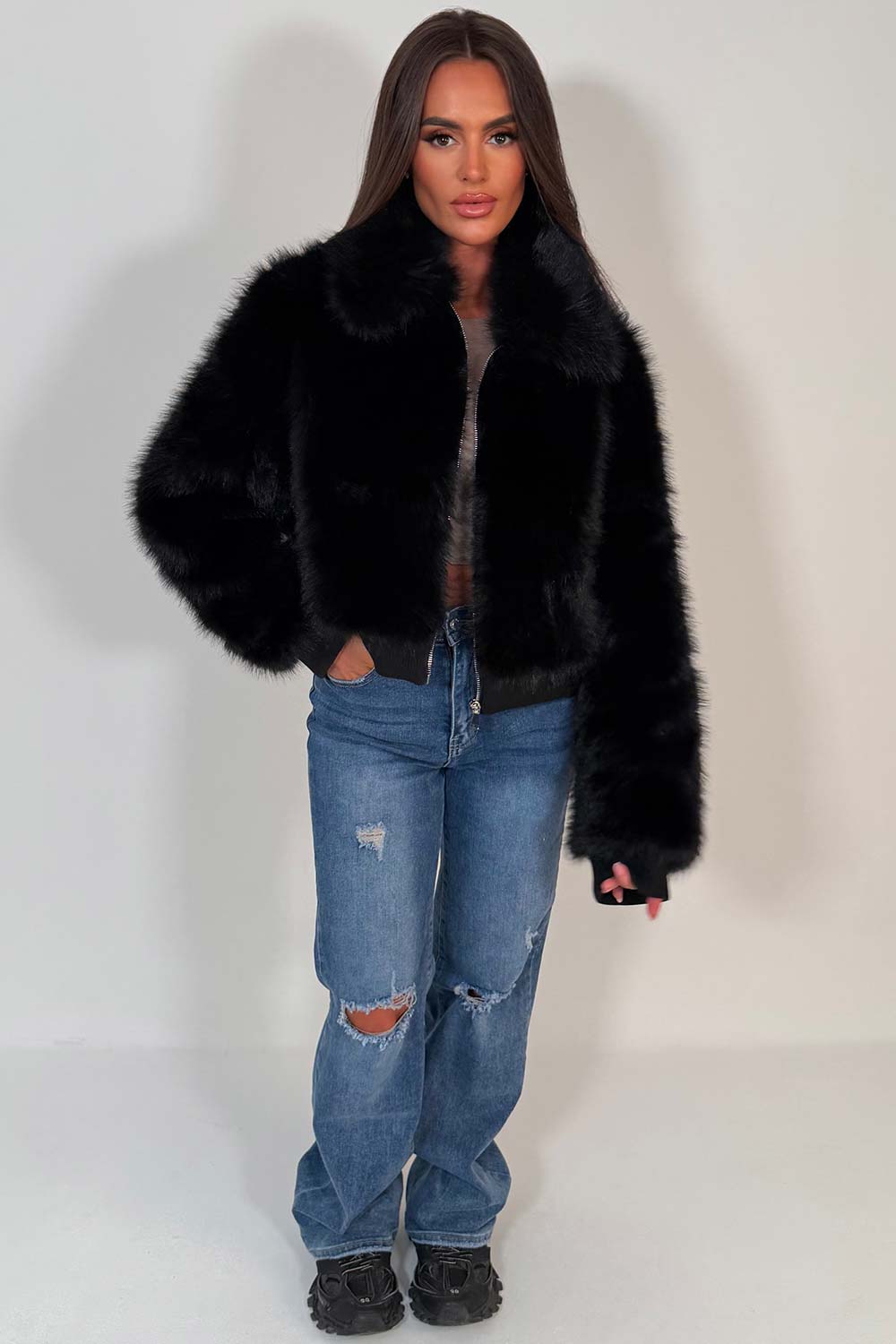 womens zara faux fur jacket styledup uk