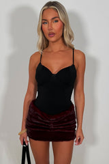 womens brown faux fur mini skirt night out rave festival outfit styledup uk