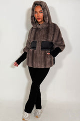 hooded fur jacket long sleeves 