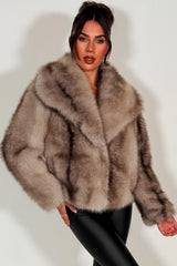 womens beige fur jacket with collars styledup