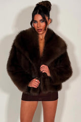 womens brown fur jacket with collars styledup