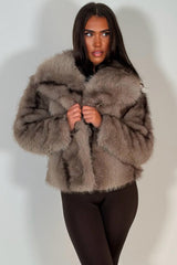 styledup fur jacket taupe colourway for womens zara uk