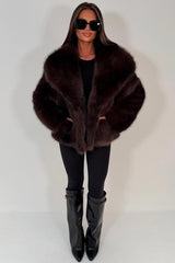 styledup fur jacket brown colourway for womens