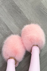 Faux Fur Fluffy Slippers Pink