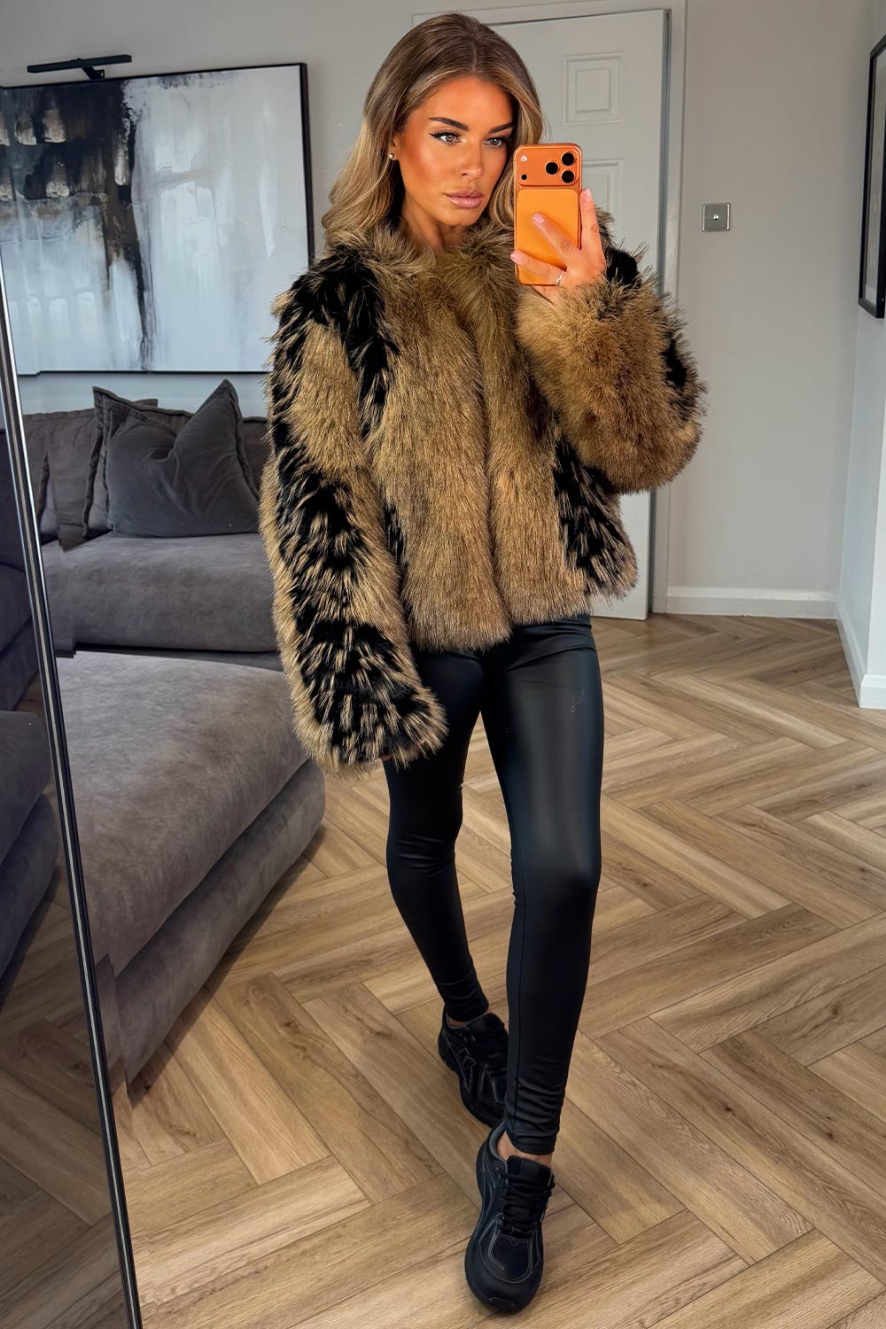 womens long sleeve short plush fur coat styledup uk