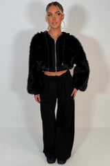 faux fur hoodie and joggers two piece co ord loungewear set for winter styledup uk sale
