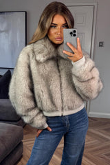 womens long sleeve fur jacket for winter