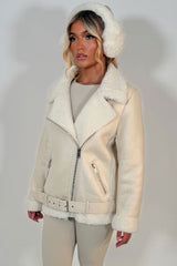 womens winter shearling aviator jacket styledup uk
