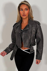 womens zara faux leather jacket with belt and lapel collars uk sale