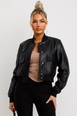 faux leather crop bomber jacket zara womens