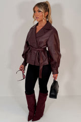 womens leather effect jacket lapel collar double breasted winter outerwear for womens zara uk