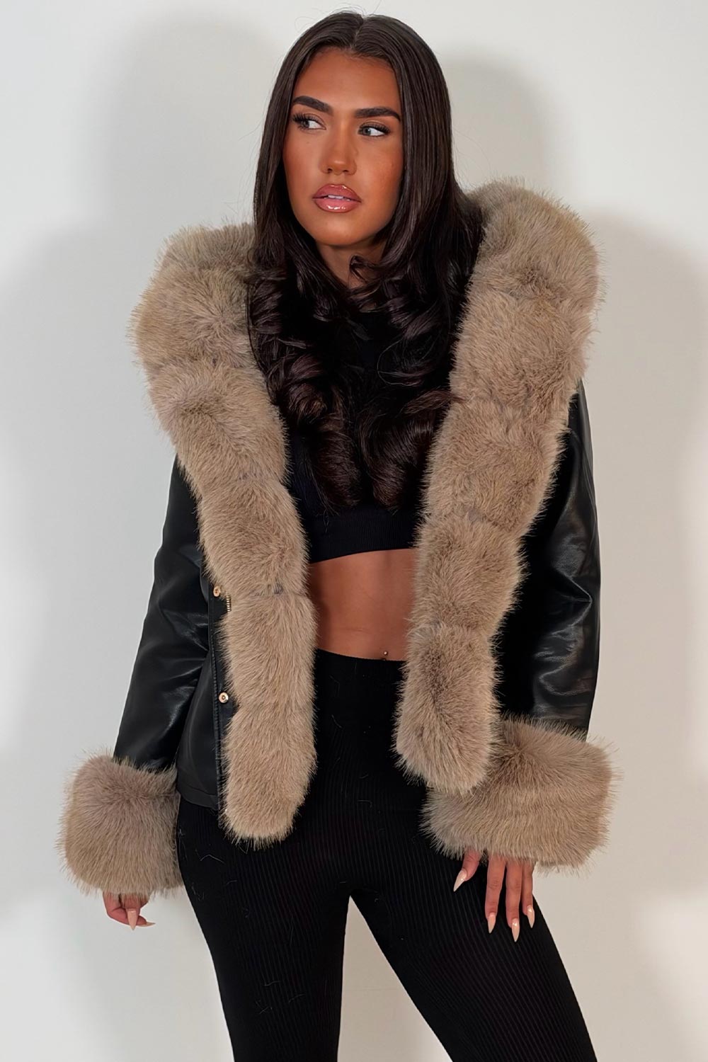 faux fur faux leather jacket for girl friend styledup uk