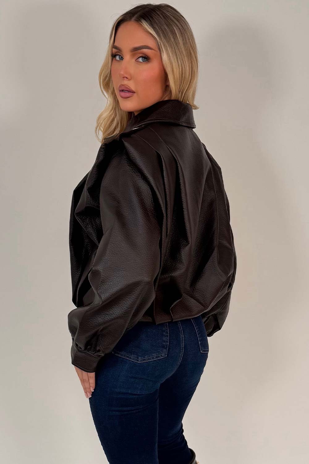 faux leather bomber jacket zara womens uk styledup