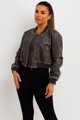 womens zara vintage look bomber jacket faux leather