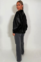 faux leather bomber jacket vegan leather for womens
