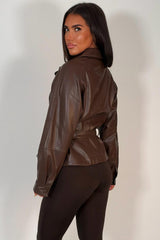 long sleeve lapel collar faux leather jacket zara uk styledup womens outerwear