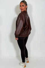faux leather bomber jacket vegan leather for womens