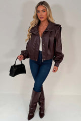 faux leather funnel neck bomber jacket zara uk