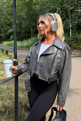 faux leather charcoal jacket zara womens uk