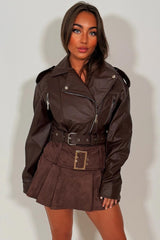 womens faux leather brown jacket zara uk