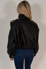 funnel neck faux leather bomber jacket zara womens uk styledup