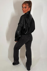 womens overszied faux leather jacket zara uk