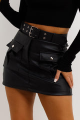 womens faux leather skorts with belt