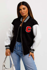 womens varsity bomber jacket with letter c