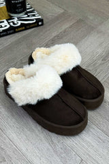womens fur trim platform slippers ugg tazz platform