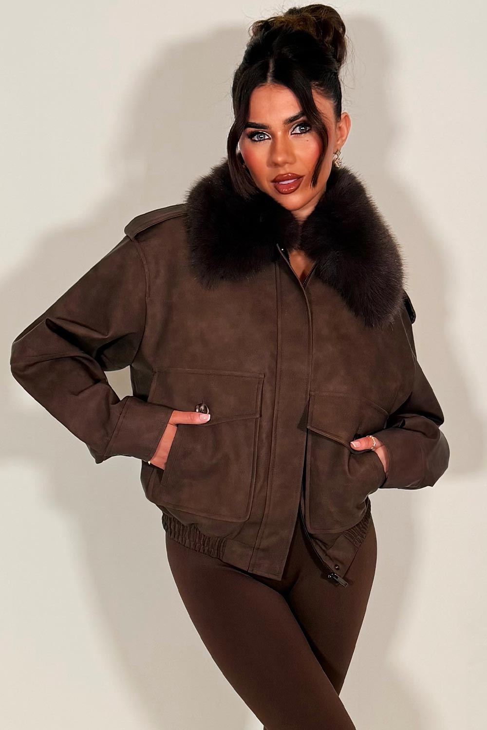 faux fur collar faux suede jacket zara womens uk sale styledup 