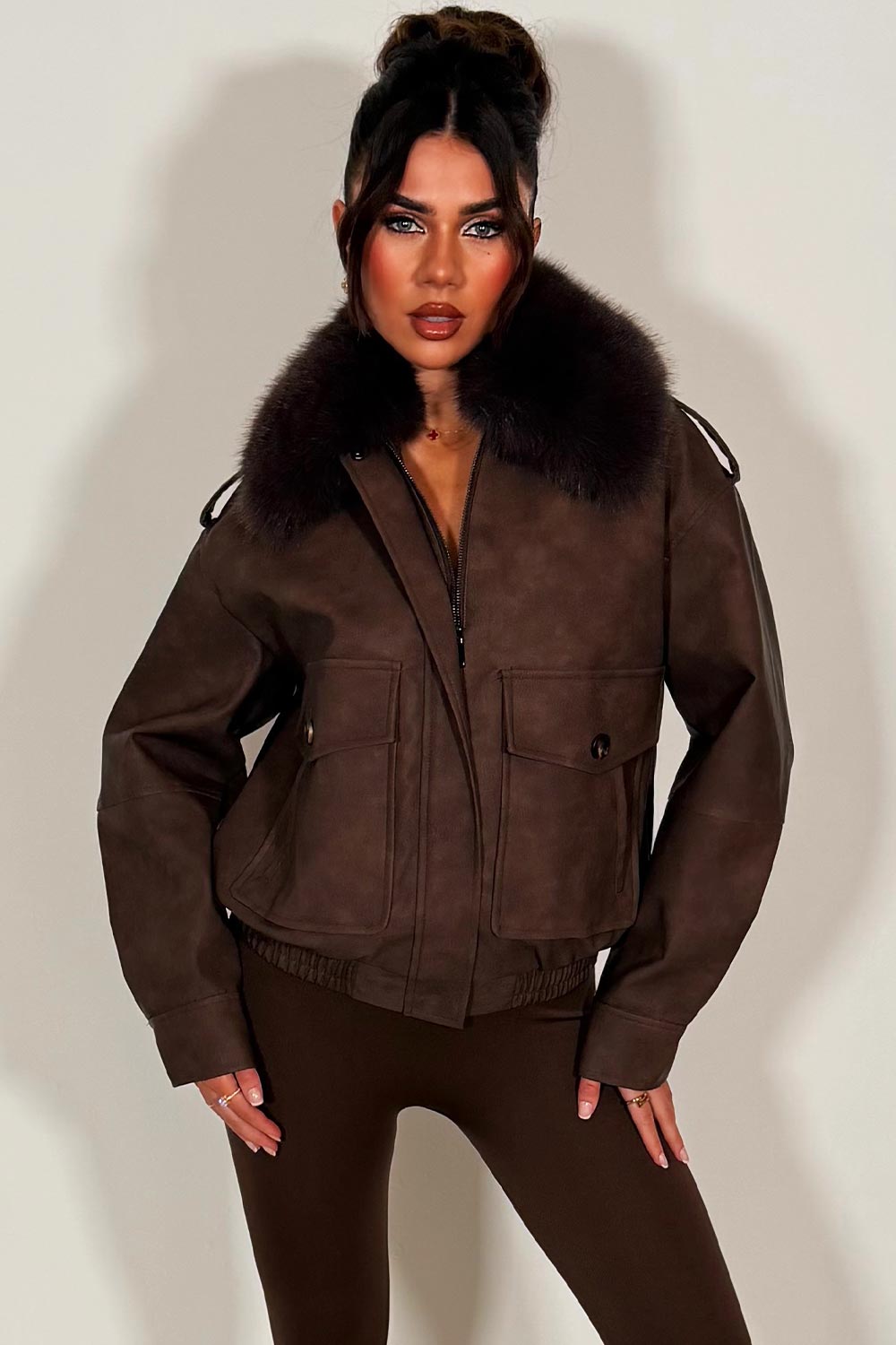 faux fur collar faux suede jacket womens zara uk 