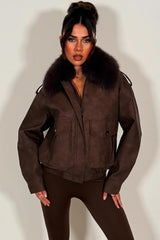 faux fur collar faux suede jacket womens zara uk 