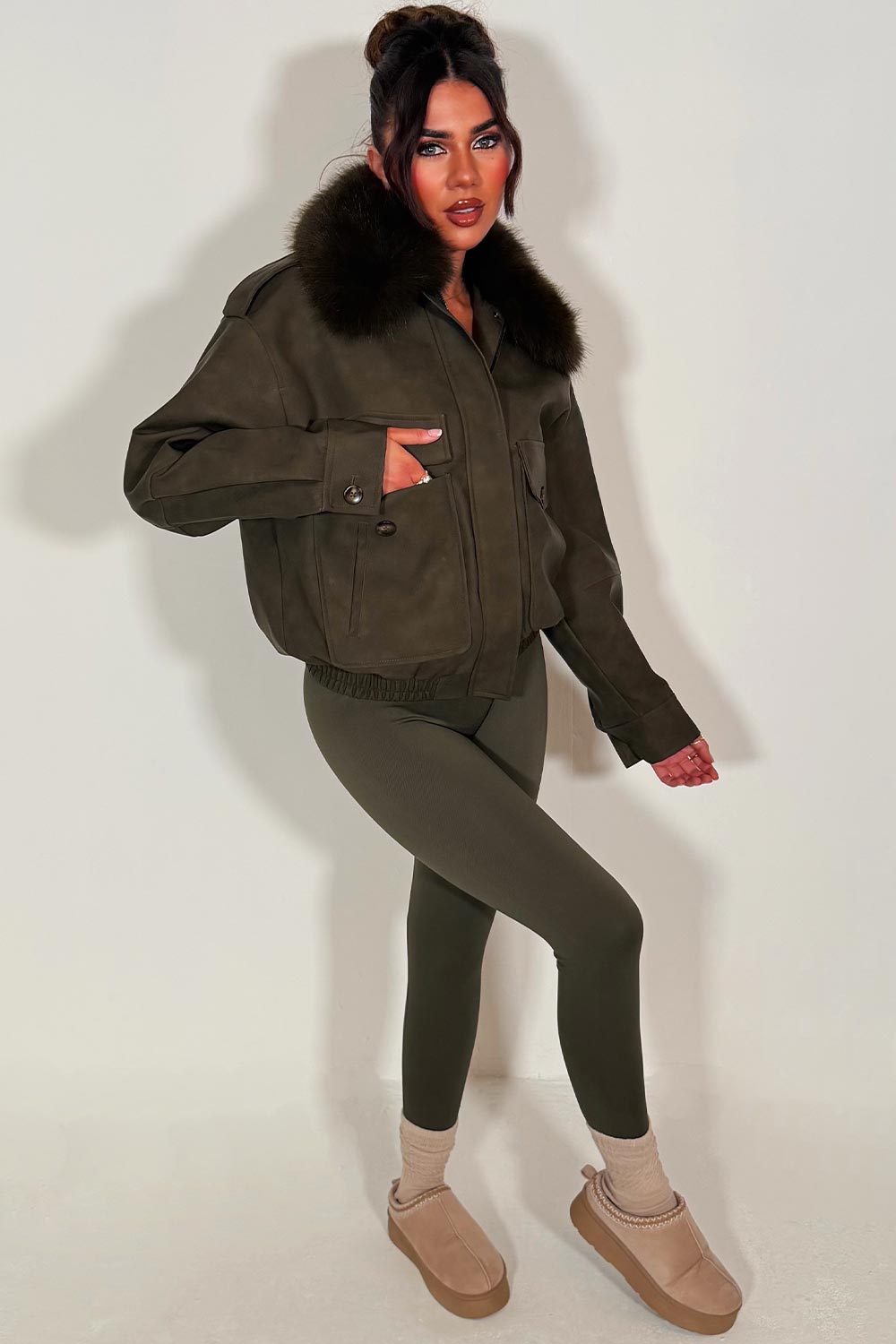 womens suede jacket with fur collar styledup 