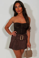 faux suede festival skirt skort styledup 