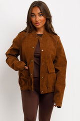 womens faux suede bomber jacket zara uk